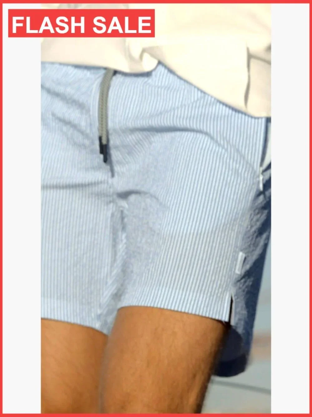 Men's Seersucker Swim Trunks Quick Dry with Mesh Liner 5.5